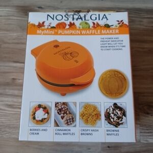 Nostalgia My Mini Pumpkin Waffle Maker New